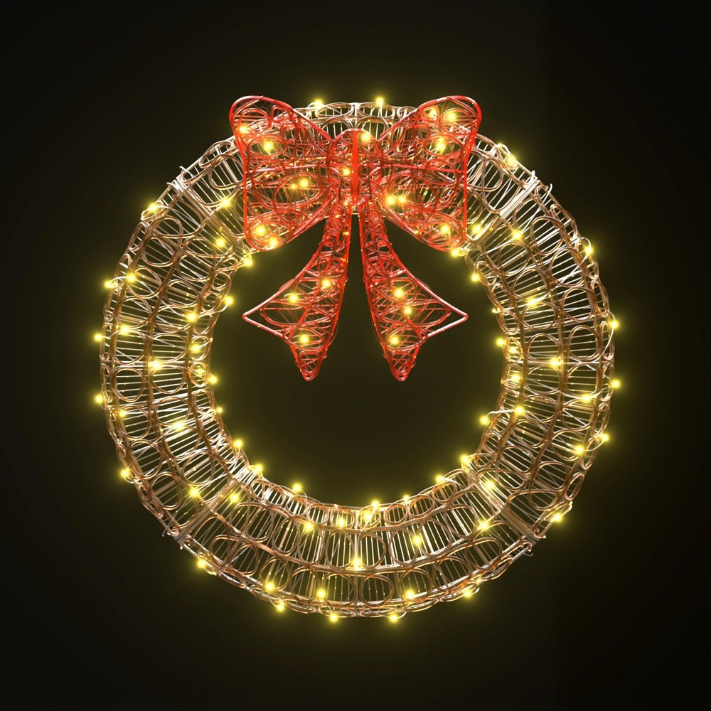 Jingle Jollys Christmas Lights 60cm Motif 160 LED Solar Wreath Xmas Decorations - Occasions > Christmas > Outdoor Decorations & Lights - Bedzy Australia