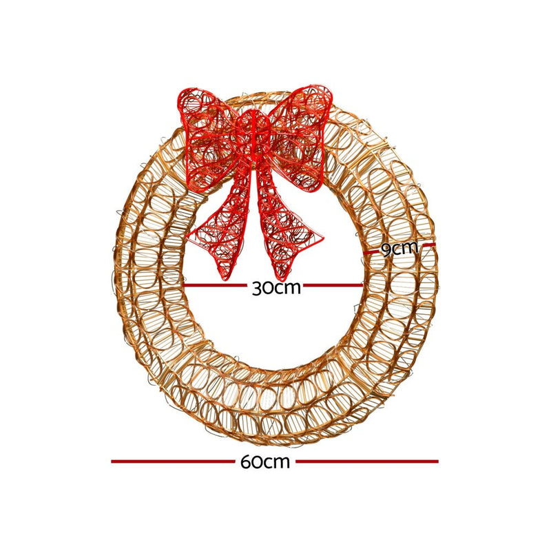 Jingle Jollys Christmas Lights 60cm Motif 160 LED Solar Wreath Xmas Decorations - Occasions > Christmas > Outdoor Decorations & Lights - Bedzy Australia