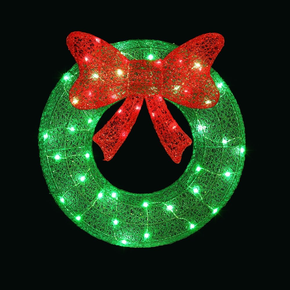 Jingle Jollys Christmas Lights 60cm Motif 50 LED Solar Wreath Xmas Decorations - Occasions > Christmas > Outdoor Decorations & Lights - Bedzy Australia