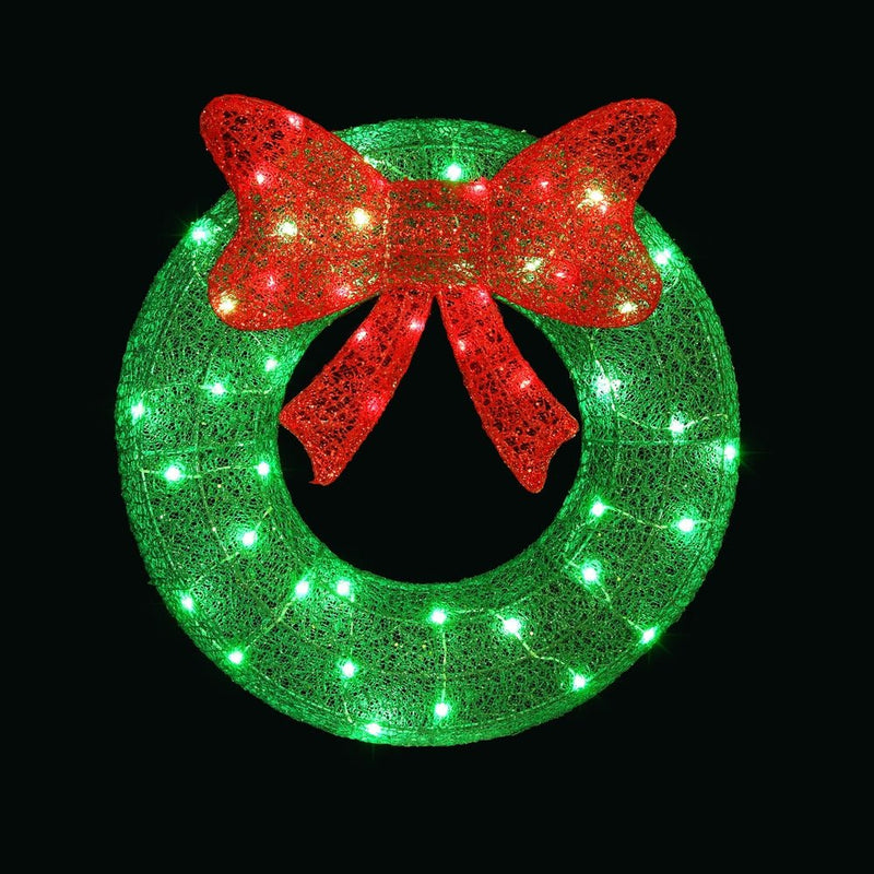 Jingle Jollys Christmas Lights 60cm Motif 50 LED Solar Wreath Xmas Decorations - Occasions > Christmas > Outdoor Decorations & Lights - Bedzy Australia