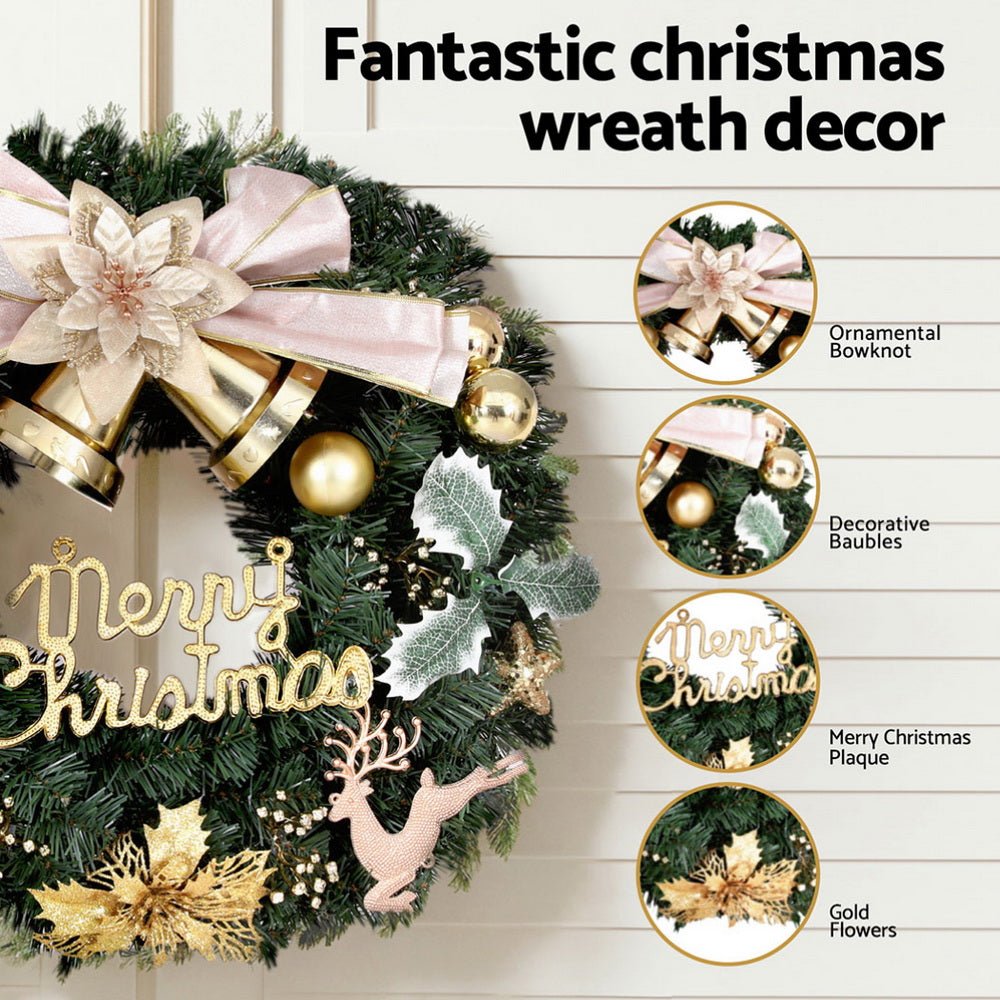 Jingle Jollys Christmas Wreath 60CM Garland Flowers Baubles Party Decorations - Occasions > Christmas > Christmas Wreaths & Garlands - Bedzy Australia