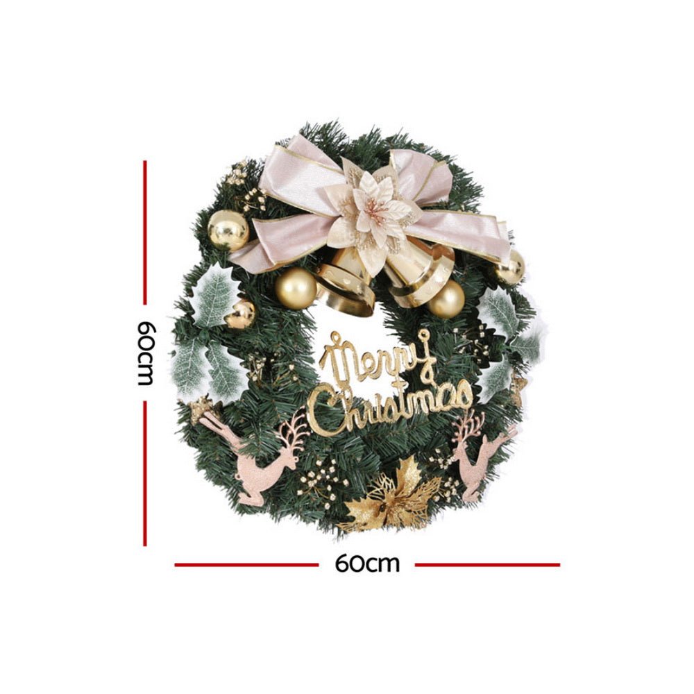 Jingle Jollys Christmas Wreath 60CM Garland Flowers Baubles Party Decorations - Occasions > Christmas > Christmas Wreaths & Garlands - Bedzy Australia