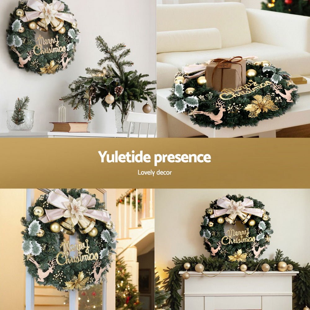 Jingle Jollys Christmas Wreath 60CM Garland Flowers Baubles Party Decorations - Occasions > Christmas > Christmas Wreaths & Garlands - Bedzy Australia