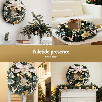 Jingle Jollys Christmas Wreath 60CM Garland Flowers Baubles Party Decorations - Occasions > Christmas > Christmas Wreaths & Garlands - Bedzy Australia