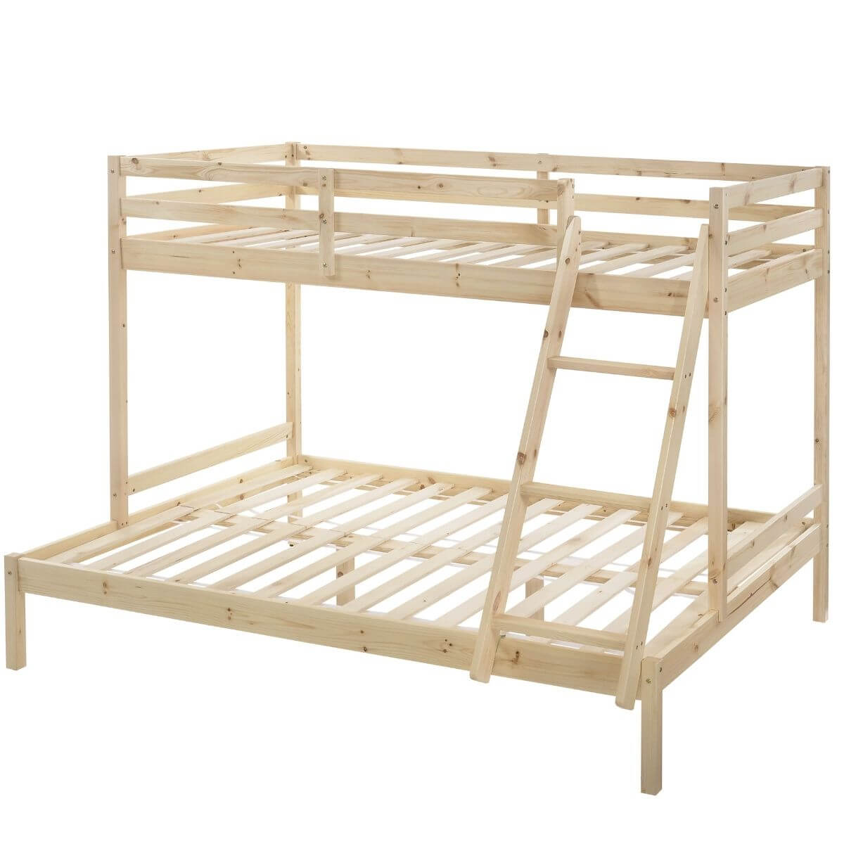 Kids Solid Timber Single over Double Bunk Bed Natural - Bedzy Australia