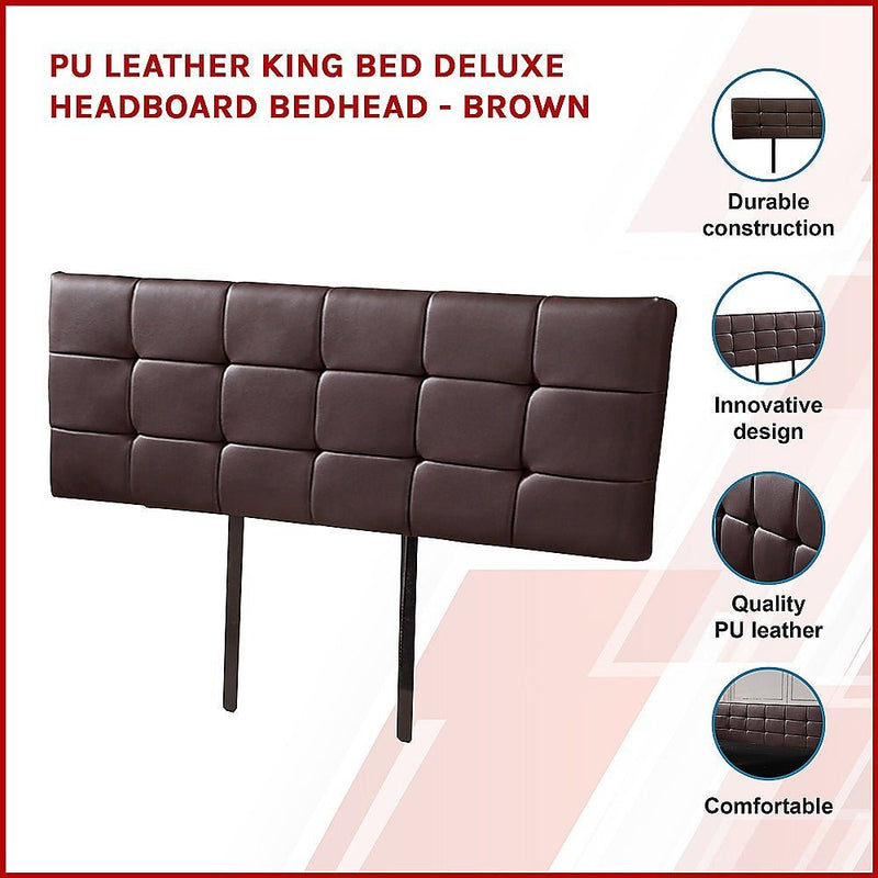 King Size | Deluxe Headboard Bedhead (Brown) - Bedzy Australia