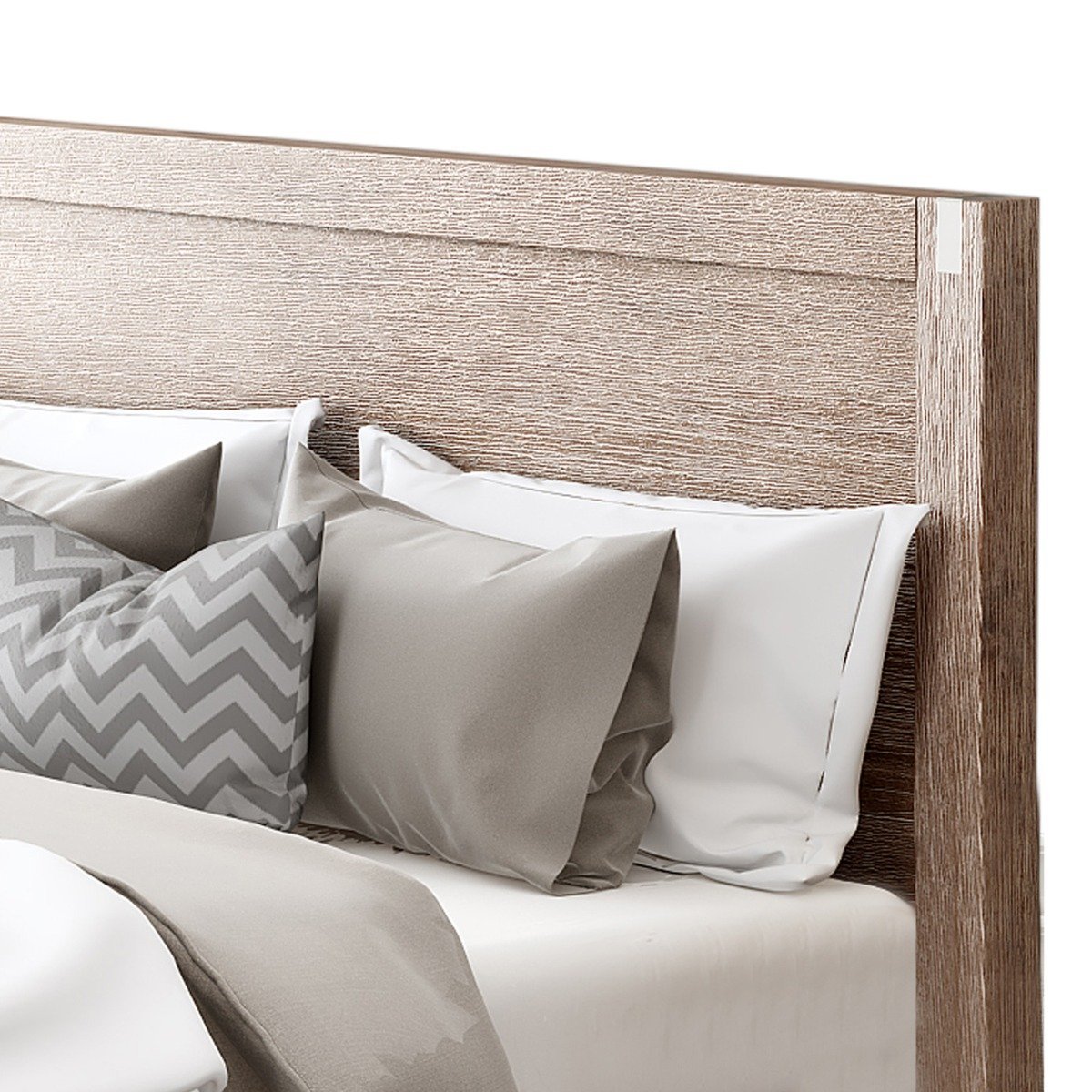 King Package | Nowra King Solid Acacia Wood Bed Frame Oak & Serenity Euro Top Mattress (Medium Firm)