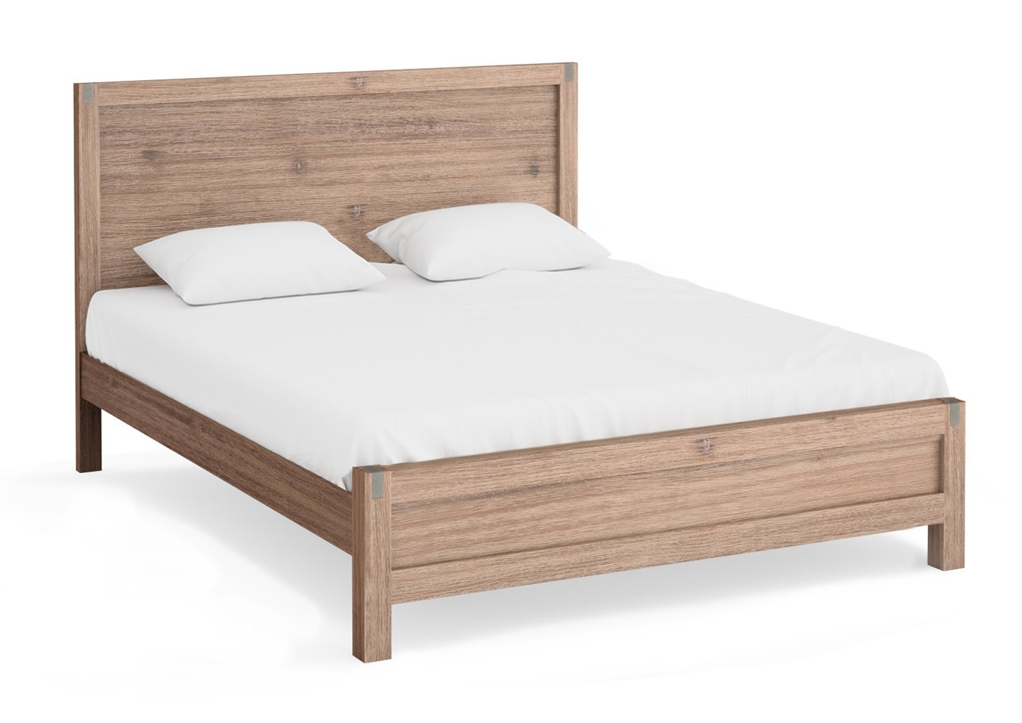 King Package | Nowra King Solid Acacia Wood Bed Frame Oak & Serenity Euro Top Mattress (Medium Firm)