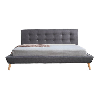 Linen Fabric Deluxe King Bed Frame Grey - Bedzy Australia