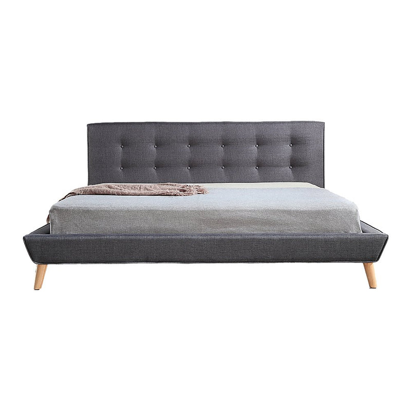 Linen Fabric Deluxe King Bed Frame Grey - Bedzy Australia