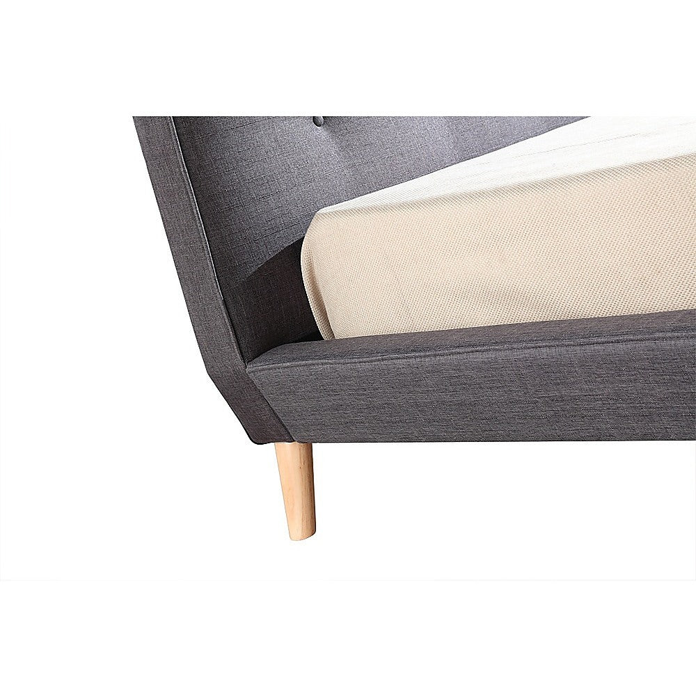 Linen Fabric Deluxe King Bed Frame Grey - Bedzy Australia