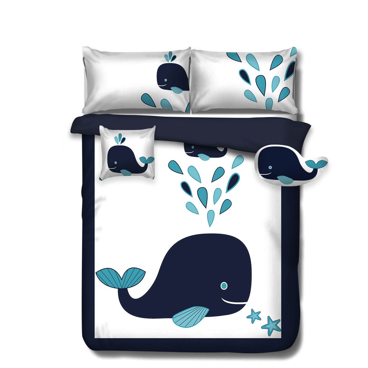 Navy Whale Kids Advventure 5 Pcs Comforter Set Double - Home & Garden > Bathroom Accessories - Bedzy Australia