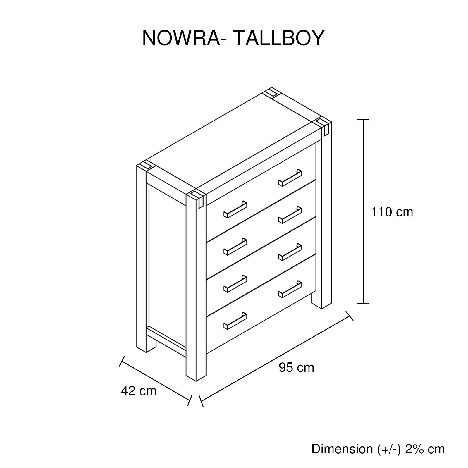 Nowra 4 Drawer Tallboy - Bedzy Australia