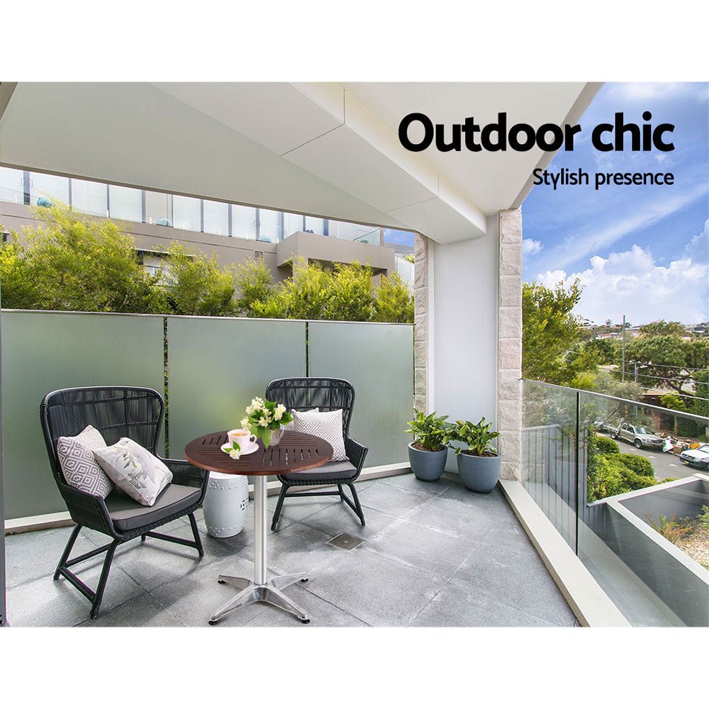 Outdoor Bar Table Wooden Cafe Table Aluminium Pole Round - Furniture > Outdoor - Bedzy Australia