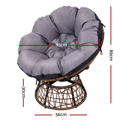 Outdoor Chairs Outdoor Furniture Papasan Chair Wicker Patio Garden Brown - Furniture > Bar Stools & Chairs - Bedzy Australia