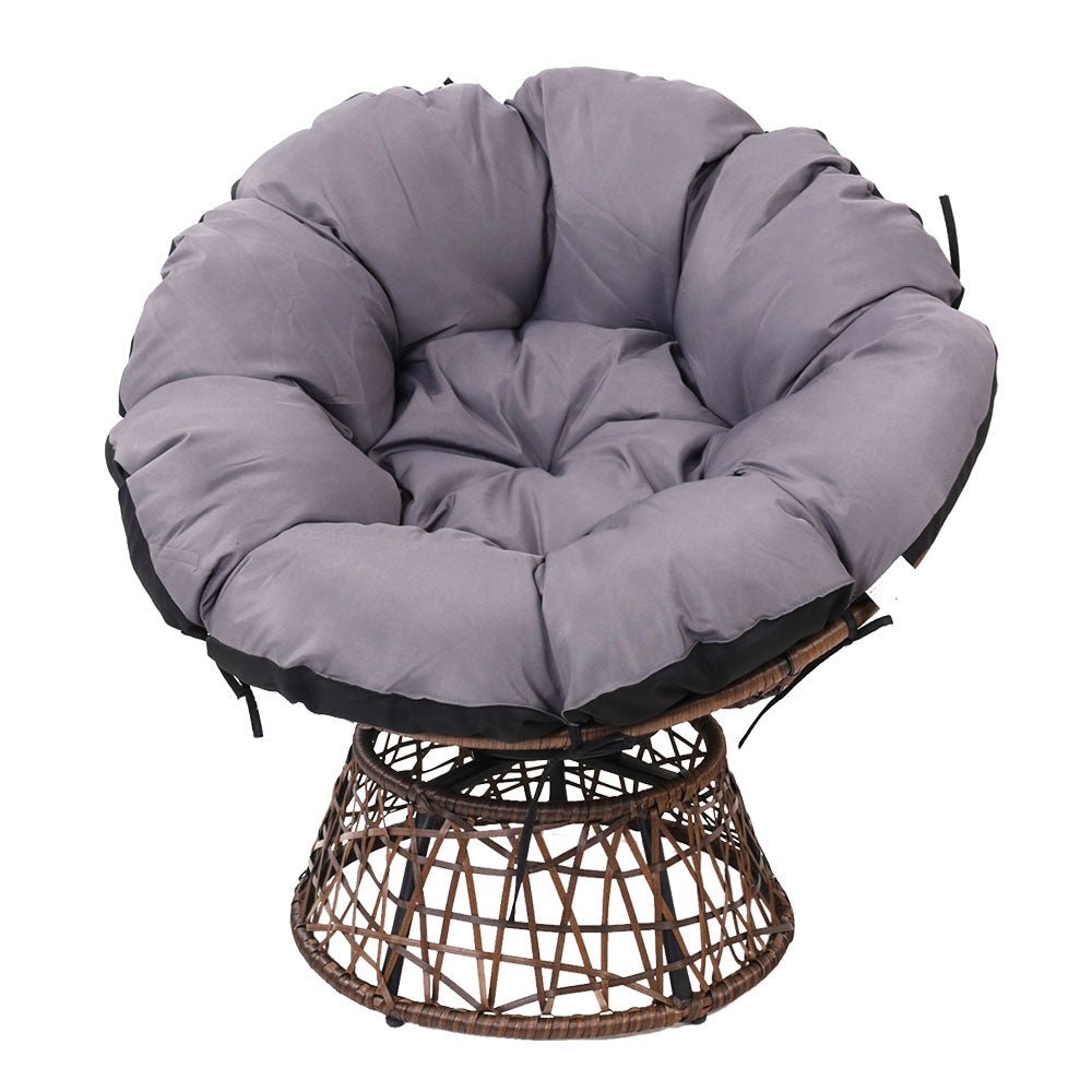 Outdoor Chairs Outdoor Furniture Papasan Chair Wicker Patio Garden Brown - Furniture > Bar Stools & Chairs - Bedzy Australia
