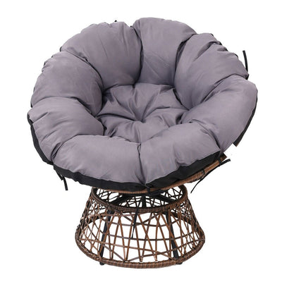 Outdoor Chairs Outdoor Furniture Papasan Chair Wicker Patio Garden Brown - Furniture > Bar Stools & Chairs - Bedzy Australia