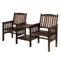 Outdoor Garden Bench Loveseat Wooden Table Chairs Patio Furniture Charcoal