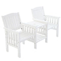 Outdoor Garden Bench Loveseat Wooden Table Chairs Patio Furniture White