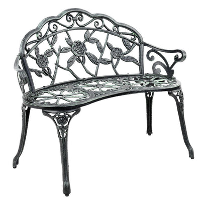 Outdoor Garden Bench Seat 100cm Cast Aluminium Patio Chair Vintage Green - Furniture > Outdoor - Bedzy Australia