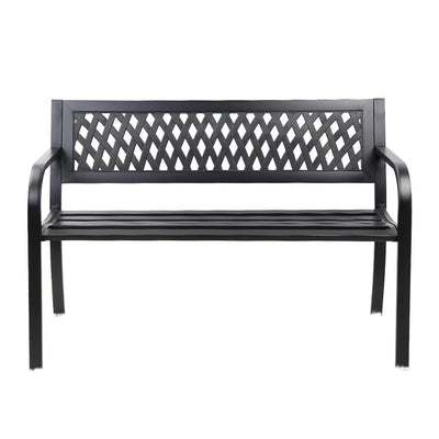 Outdoor Garden Bench Seat Steel Outdoor Furniture 2 Seater Park Black - Furniture > Outdoor - Bedzy Australia