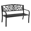 Outdoor Garden Bench Seat Steel Outdoor Furniture 3 Seater Park Black