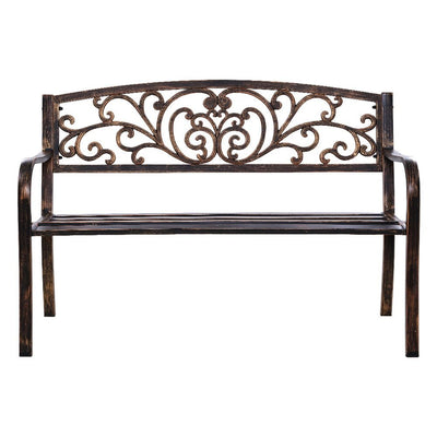 Outdoor Garden Bench Seat Steel Outdoor Furniture 3 Seater Park Bronze - Furniture > Outdoor - Bedzy Australia