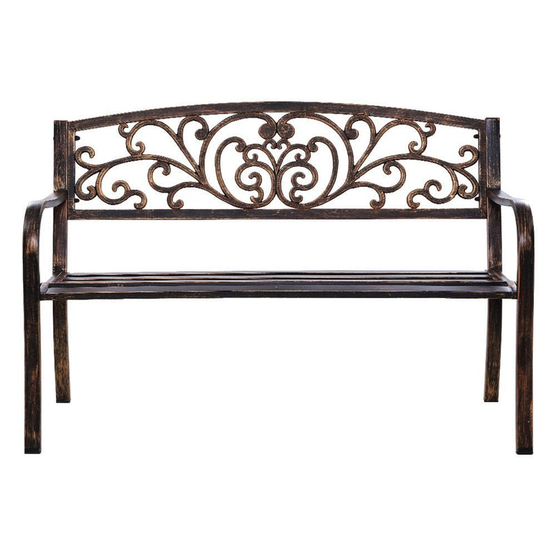 Outdoor Garden Bench Seat Steel Outdoor Furniture 3 Seater Park Bronze - Furniture > Outdoor - Bedzy Australia
