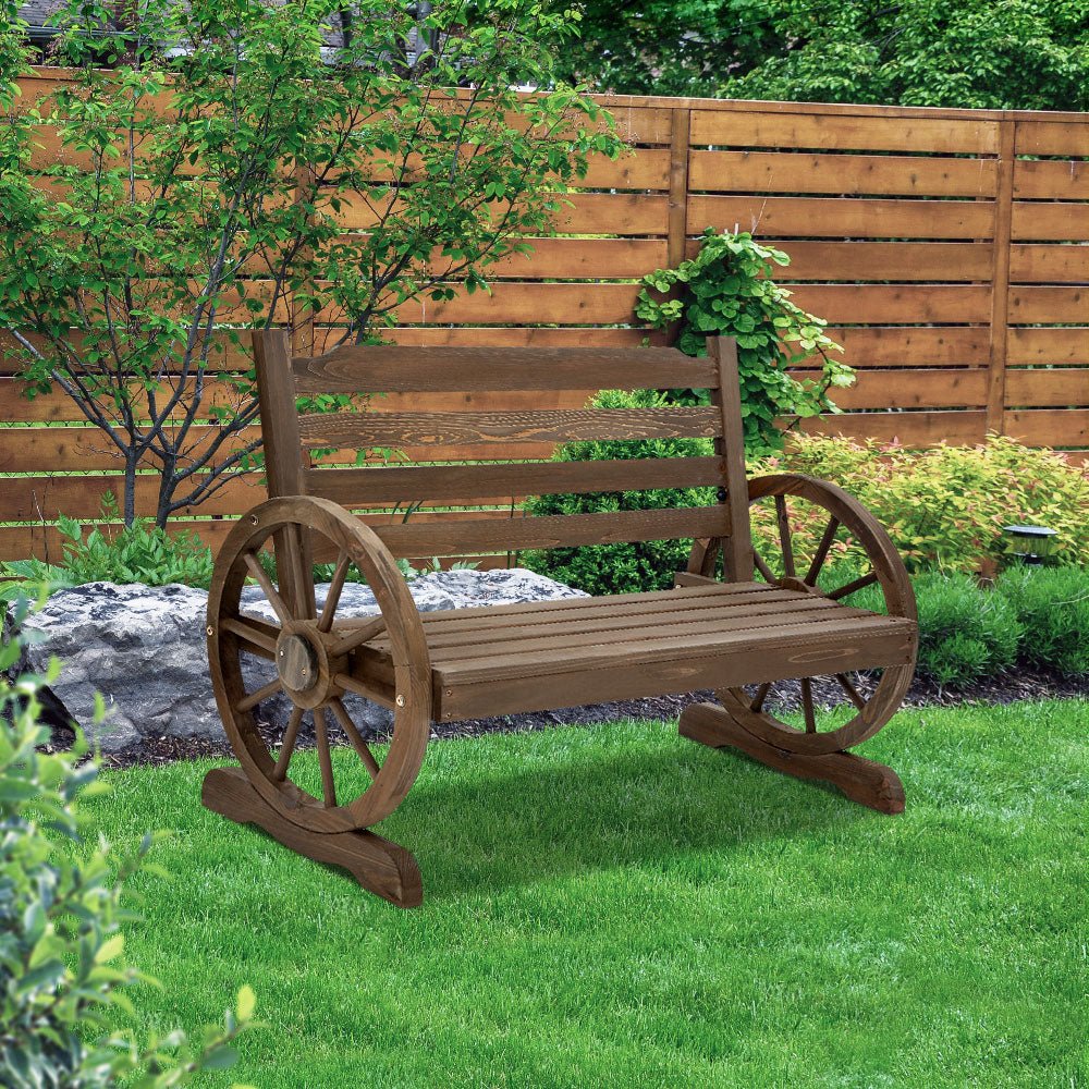 Outdoor Garden Bench Wooden 2 Seat Wagon Chair Patio Furniture Teak - Furniture > Outdoor - Bedzy Australia