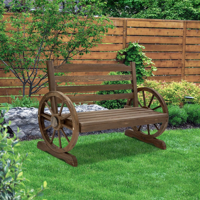 Outdoor Garden Bench Wooden 2 Seat Wagon Chair Patio Furniture Teak - Furniture > Outdoor - Bedzy Australia