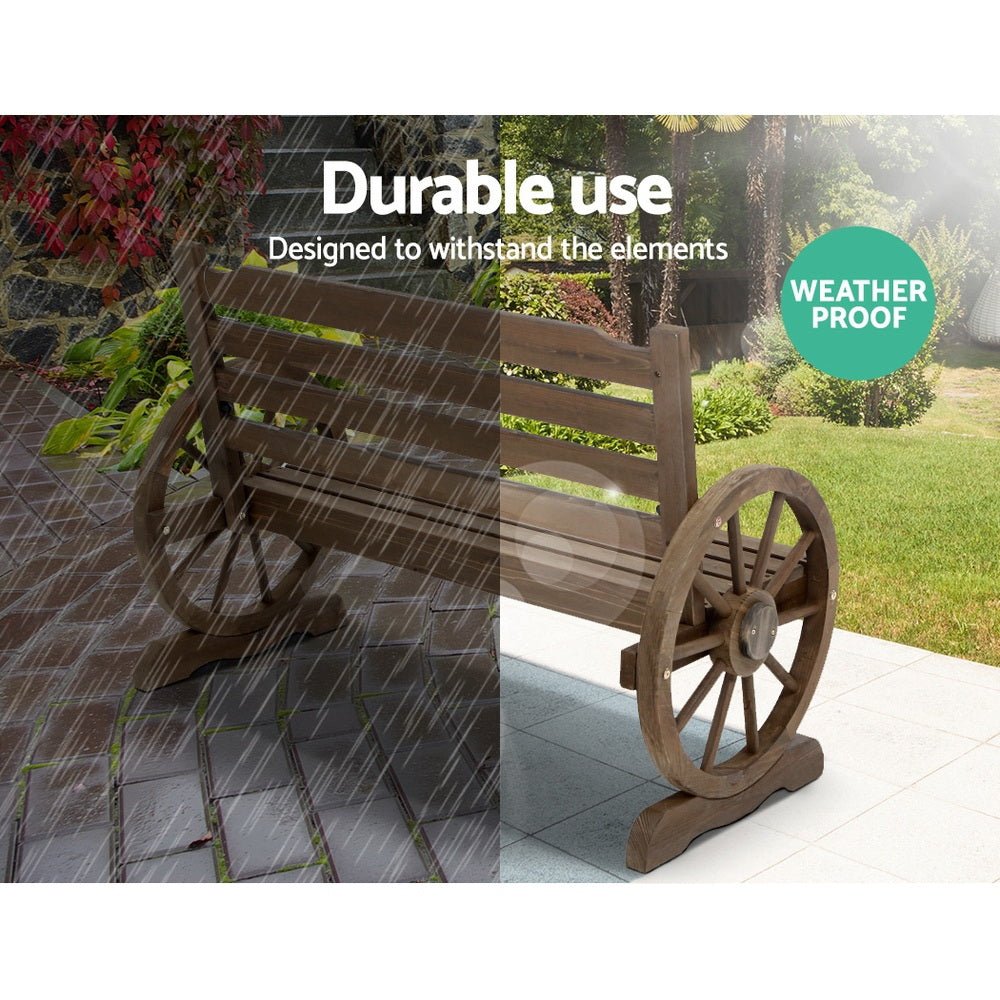 Outdoor Garden Bench Wooden 2 Seat Wagon Chair Patio Furniture Teak - Furniture > Outdoor - Bedzy Australia