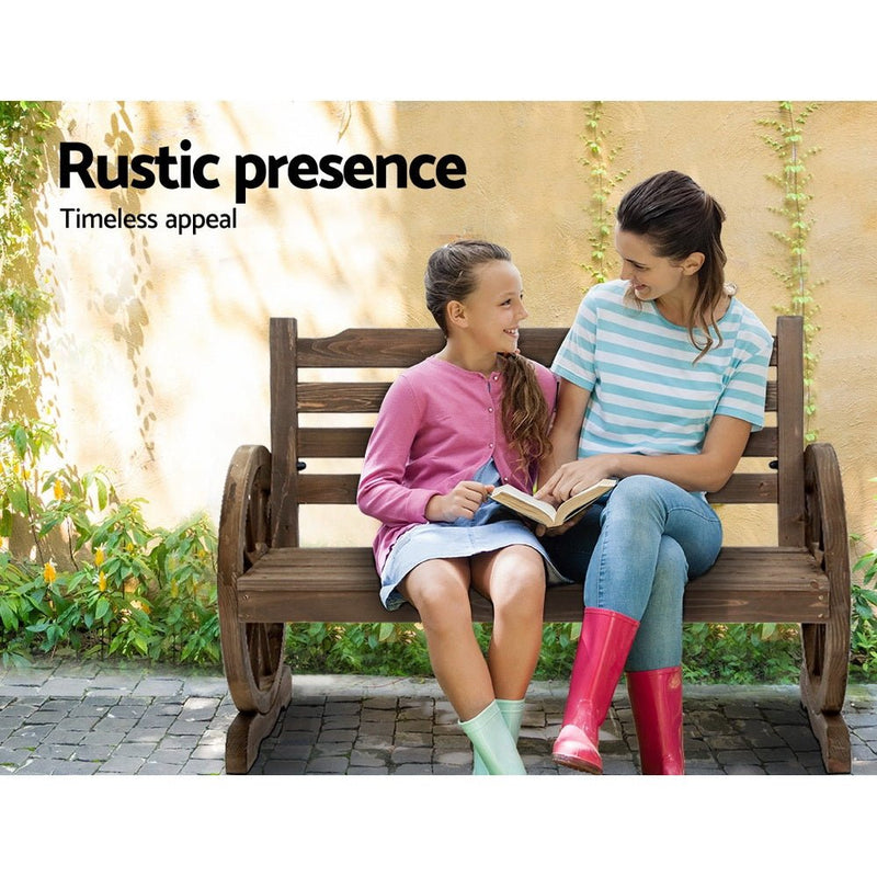 Outdoor Garden Bench Wooden 2 Seat Wagon Chair Patio Furniture Teak - Furniture > Outdoor - Bedzy Australia