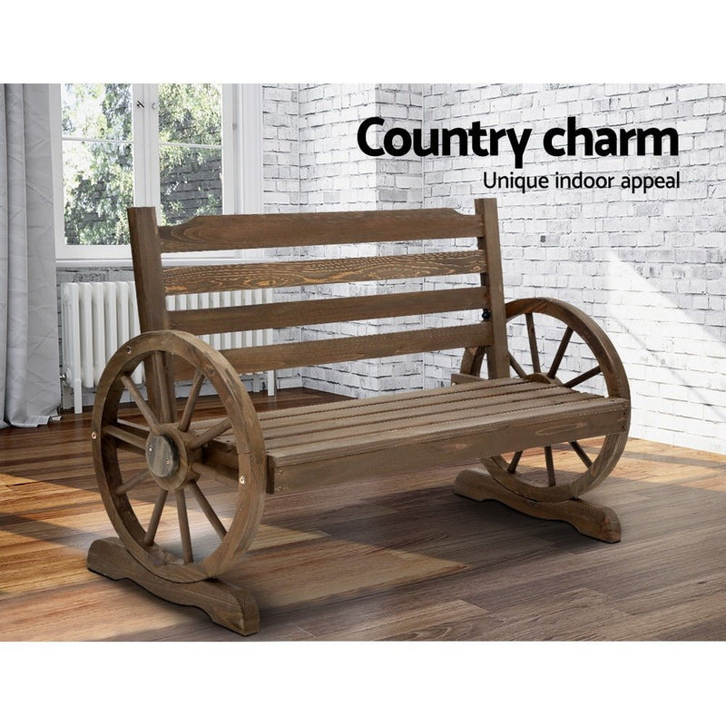 Outdoor Garden Bench Wooden 2 Seat Wagon Chair Patio Furniture Teak - Furniture > Outdoor - Bedzy Australia