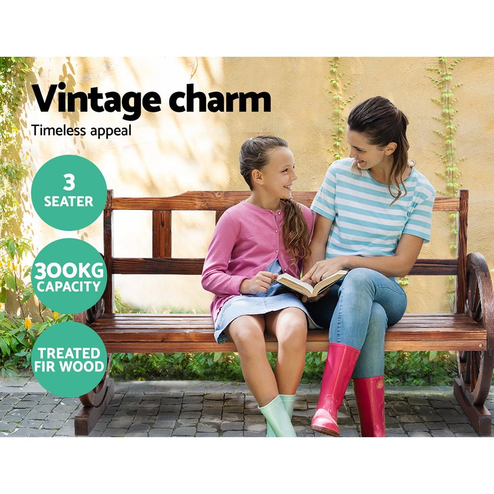 Outdoor Garden Bench Wooden 3 Seater Wagon Chair Lounge Patio Furniture - Furniture > Outdoor - Bedzy Australia