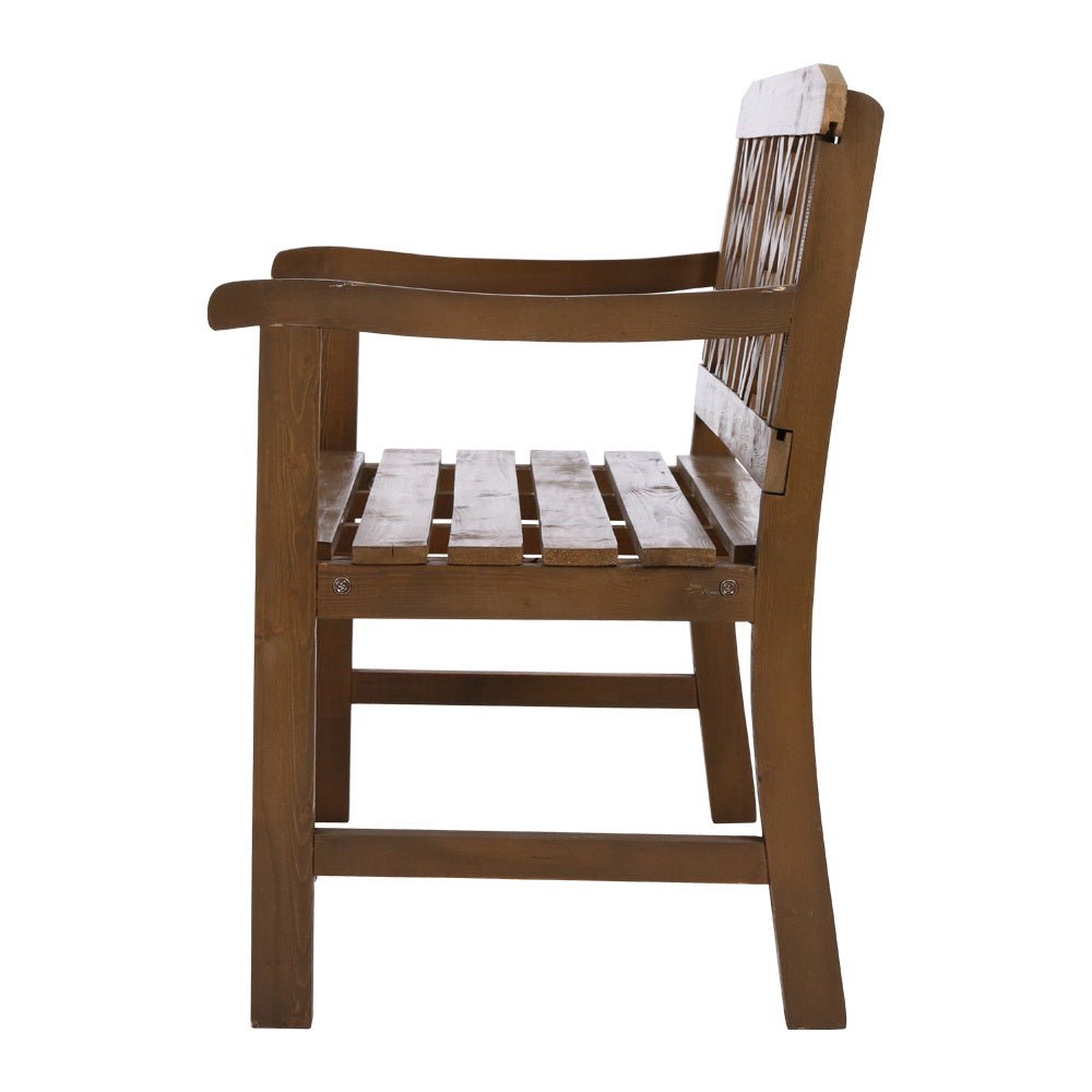Outdoor Garden Bench Wooden Chair 2 Seat Patio Furniture Lounge Natural - Furniture > Outdoor - Bedzy Australia