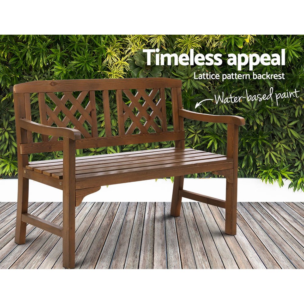 Outdoor Garden Bench Wooden Chair 2 Seat Patio Furniture Lounge Natural - Furniture > Outdoor - Bedzy Australia