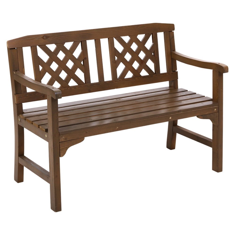 Outdoor Garden Bench Wooden Chair 2 Seat Patio Furniture Lounge Natural - Furniture > Outdoor - Bedzy Australia