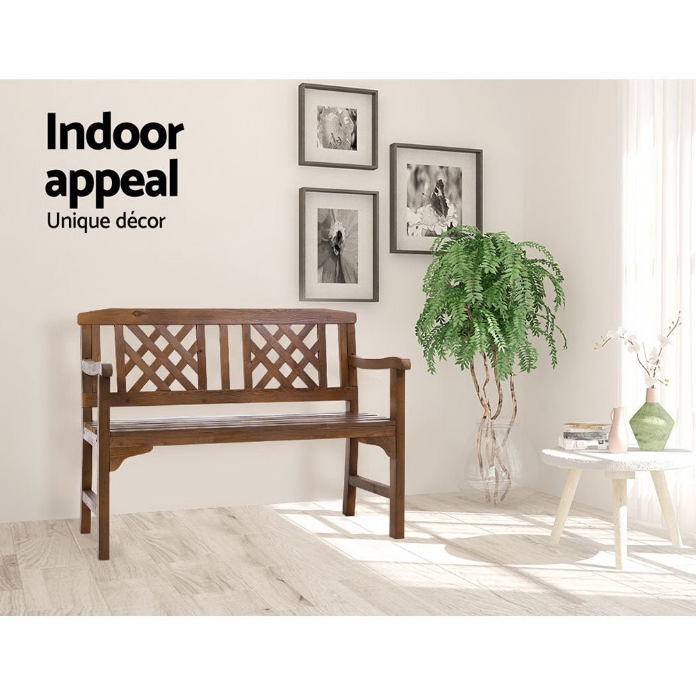 Outdoor Garden Bench Wooden Chair 2 Seat Patio Furniture Lounge Natural - Furniture > Outdoor - Bedzy Australia