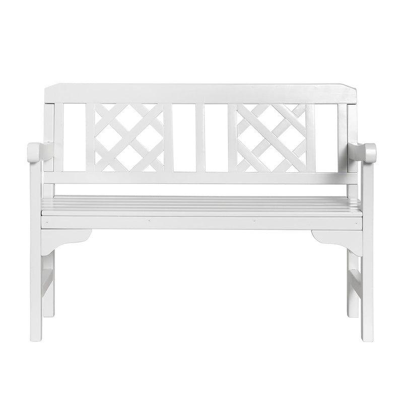 Outdoor Garden Bench Wooden Chair 2 Seat Patio Furniture Lounge White - Furniture > Outdoor - Bedzy Australia
