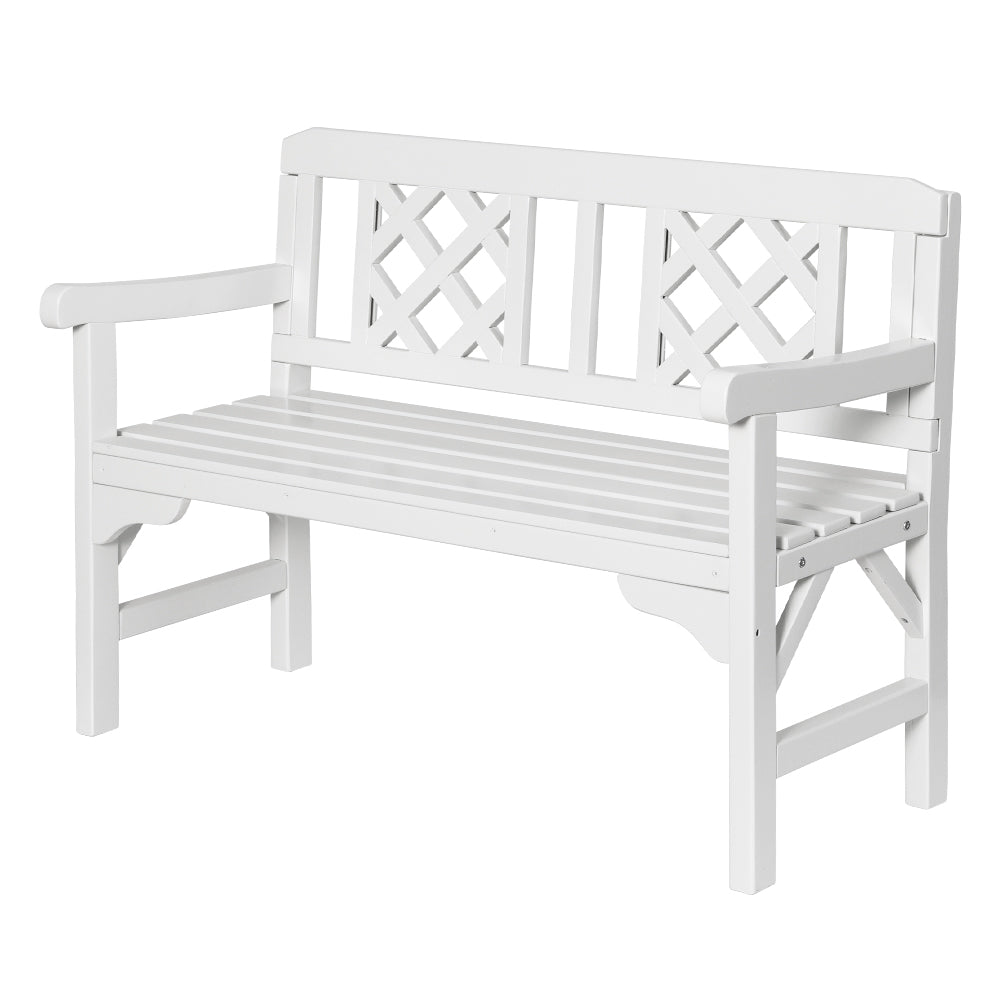 Outdoor Garden Bench Wooden Chair 2 Seat Patio Furniture Lounge White - Furniture > Outdoor - Bedzy Australia