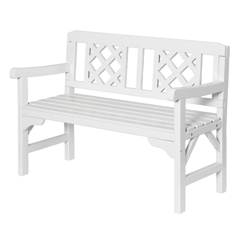 Outdoor Garden Bench Wooden Chair 2 Seat Patio Furniture Lounge White - Furniture > Outdoor - Bedzy Australia