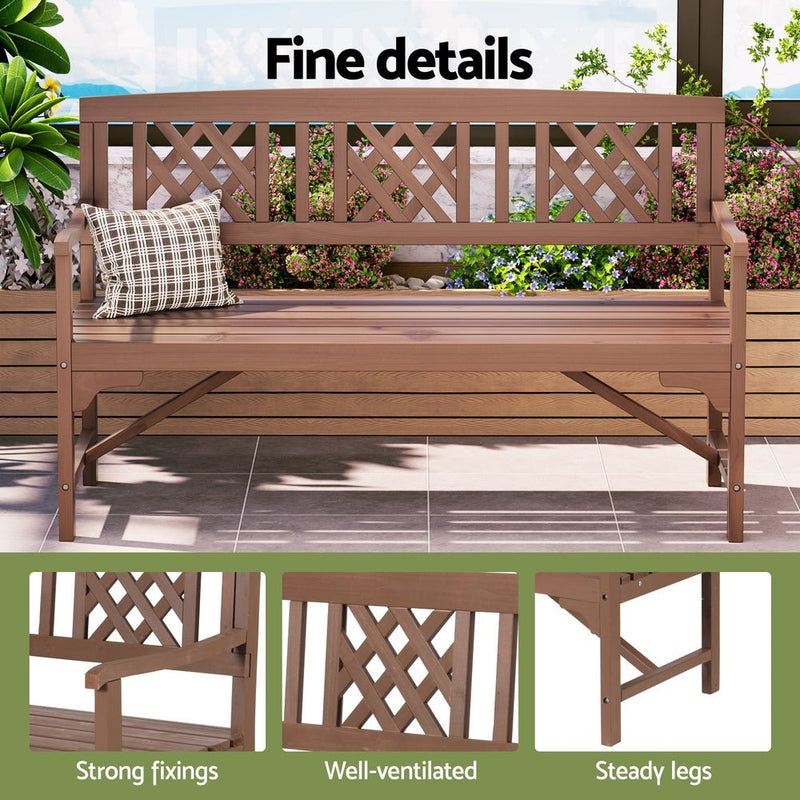 Outdoor Garden Bench Wooden Chair 3 Seat Patio Furniture Lounge Natural - Furniture > Outdoor - Bedzy Australia