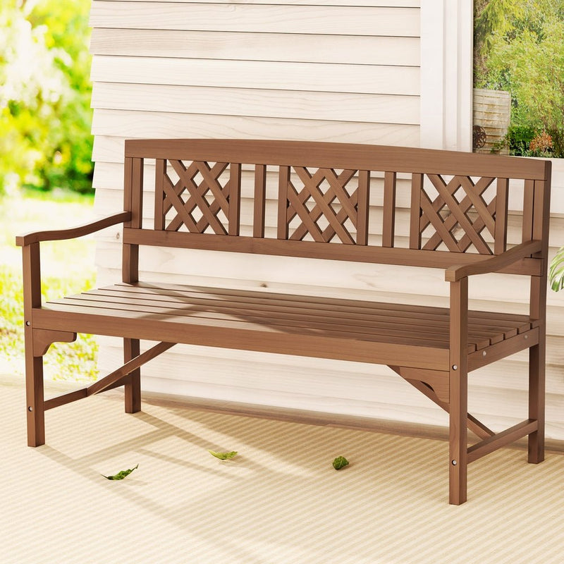 Outdoor Garden Bench Wooden Chair 3 Seat Patio Furniture Lounge Natural - Furniture > Outdoor - Bedzy Australia