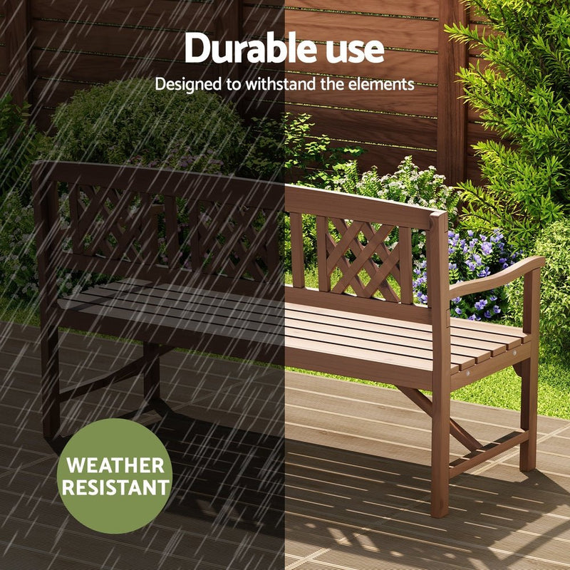 Outdoor Garden Bench Wooden Chair 3 Seat Patio Furniture Lounge Natural - Furniture > Outdoor - Bedzy Australia