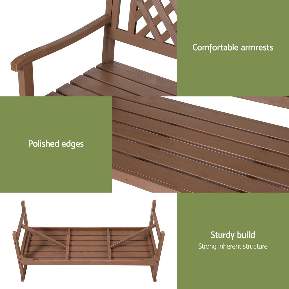 Outdoor Garden Bench Wooden Chair 3 Seat Patio Furniture Lounge Natural - Furniture > Outdoor - Bedzy Australia