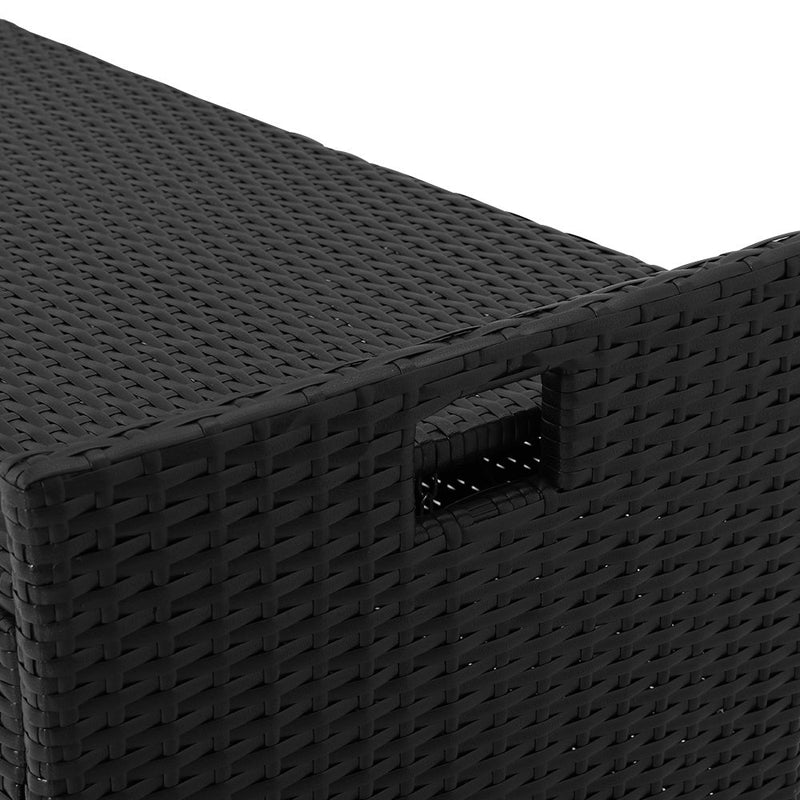 Outdoor Storage Bench Box Wicker Garden Sheds Tools Cushion Patio Furniture Black - Home & Garden > Storage - Bedzy Australia