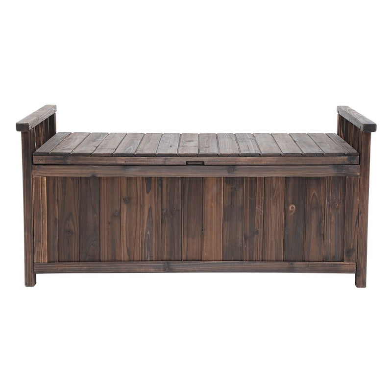 Outdoor Storage Bench Box Wooden Garden Toy Tool Shed Patio Furniture Charcoal - Furniture > Outdoor - Bedzy Australia