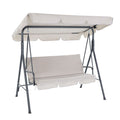 Outdoor Swing Chair Garden Bench Furniture Canopy 3 Seater Beige