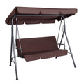 Outdoor Swing Chair Garden Bench Furniture Canopy 3 Seater Brown