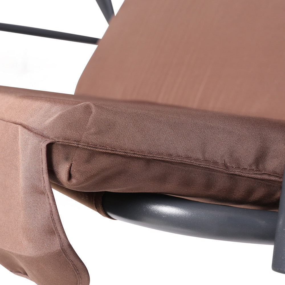 Outdoor Swing Chair Garden Bench Furniture Canopy 3 Seater Coffee - Home & Garden > Garden Furniture - Bedzy Australia
